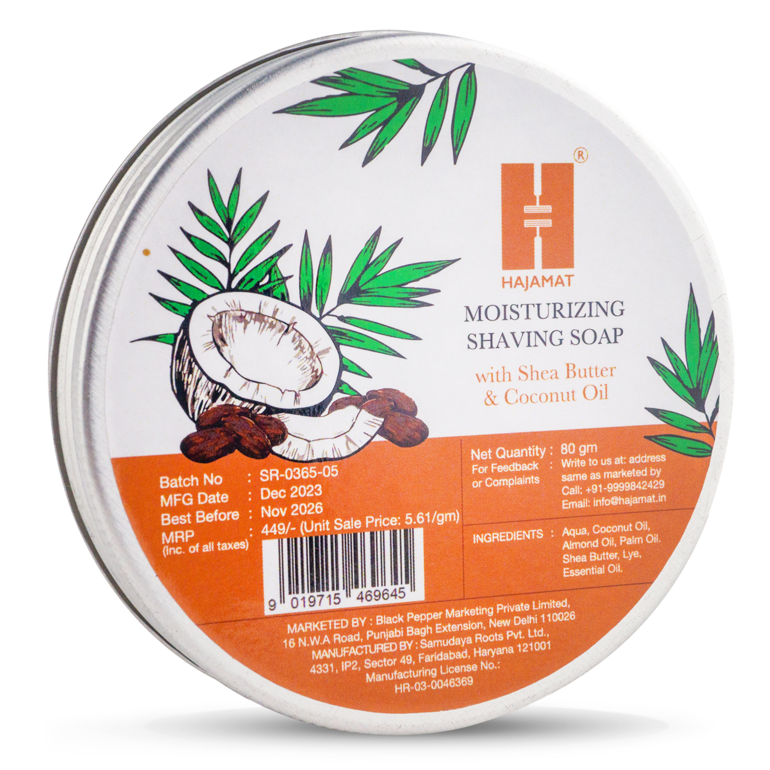 Moisturizing Shaving Soap with Shea Butter & Coconut Oil